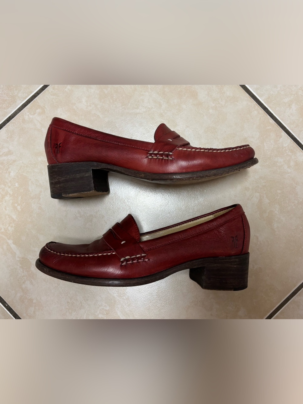 Frye Cognac Brown Leather Penny Loafers Size 8 Women’s